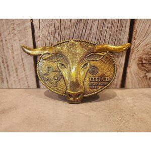 Vintage~Brass~Round Rock Texas~HIMD~Longhorn~Belt Buckle~4 1/2" Wide!